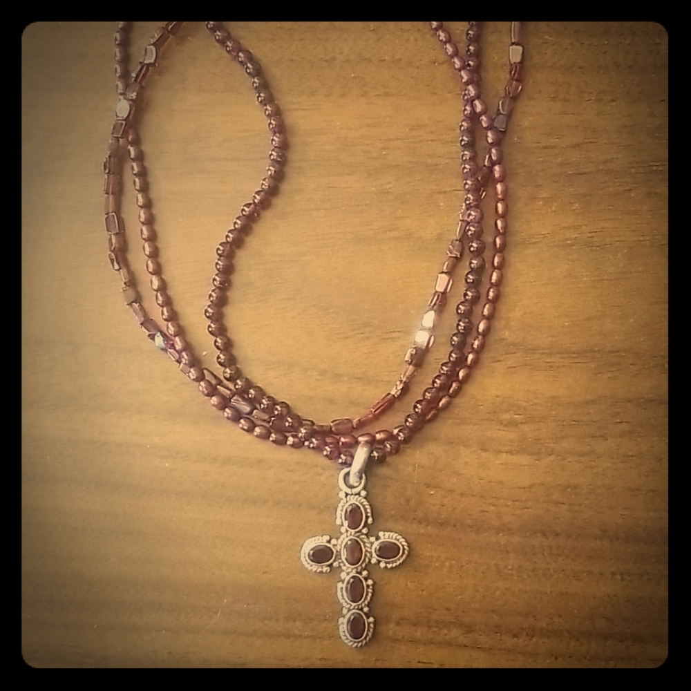 Gorgeous garnet and sterling silver necklace.